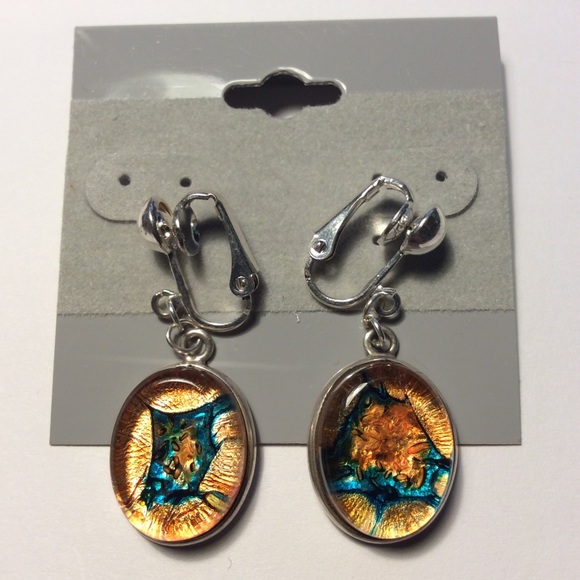 Jewelry - Beautiful Hand Made Glass Clip Earrings